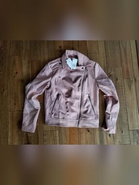 Women’s Pink Suede Moto Jacket